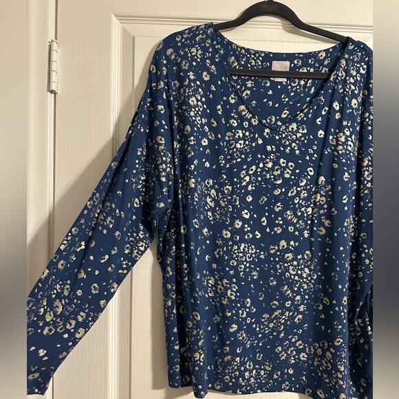 Chicos navy blue gold cheetah print top - Picture 2 of 2